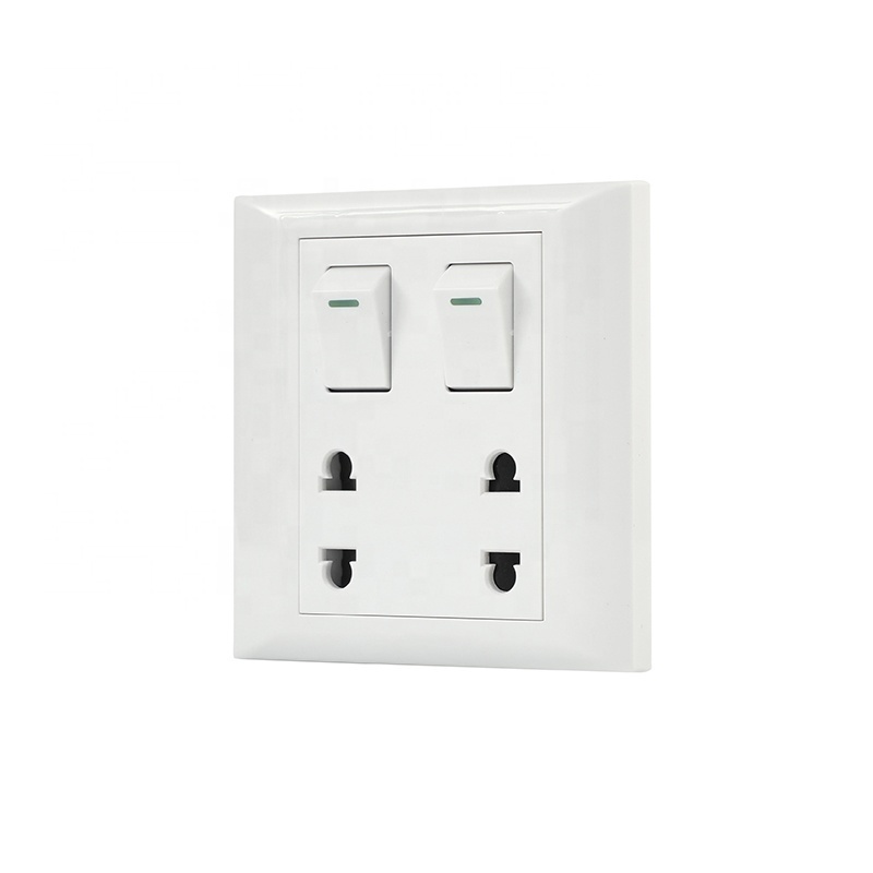 New design two gang switch two gang two pin socket wall socket Cambodia switch socket