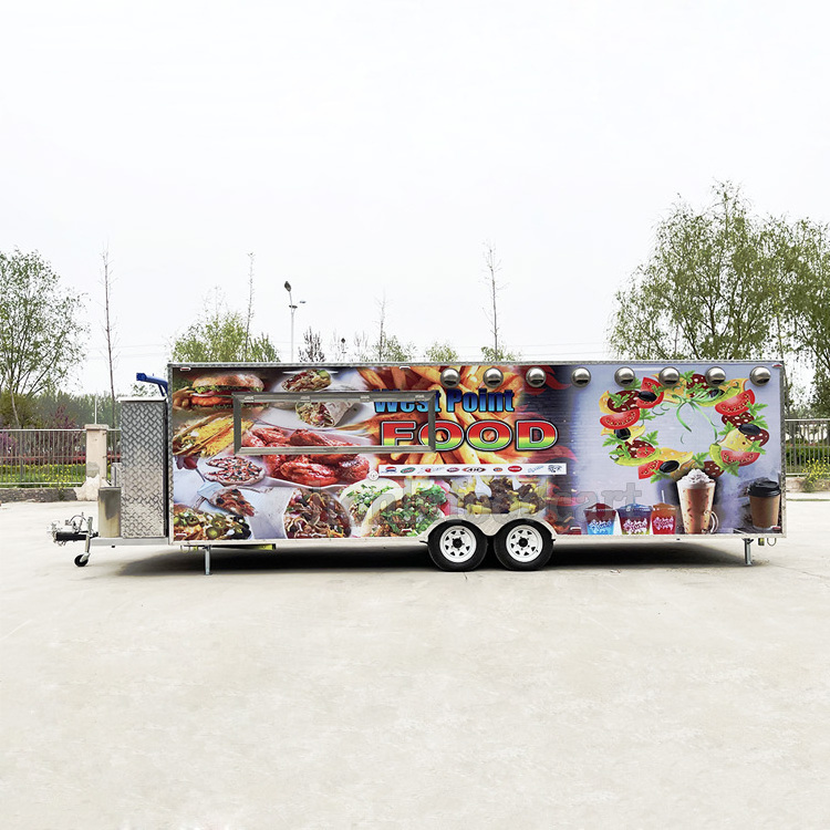 Food vending van catering trailer retro remorque food truck  7m stainless steel food truck for sale