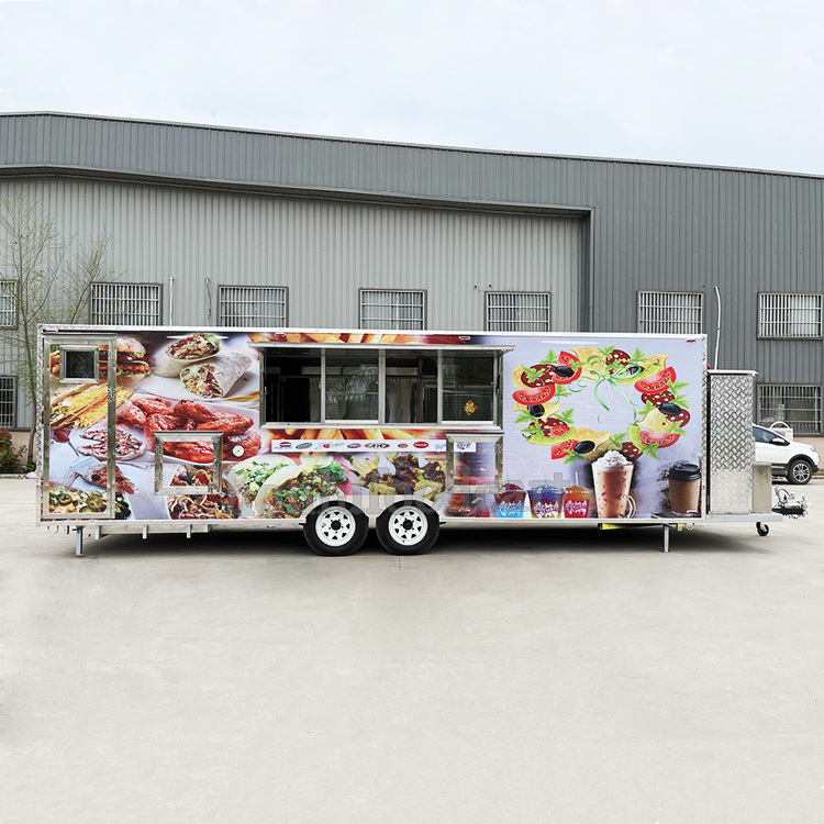 Food vending van catering trailer retro remorque food truck  7m stainless steel food truck for sale