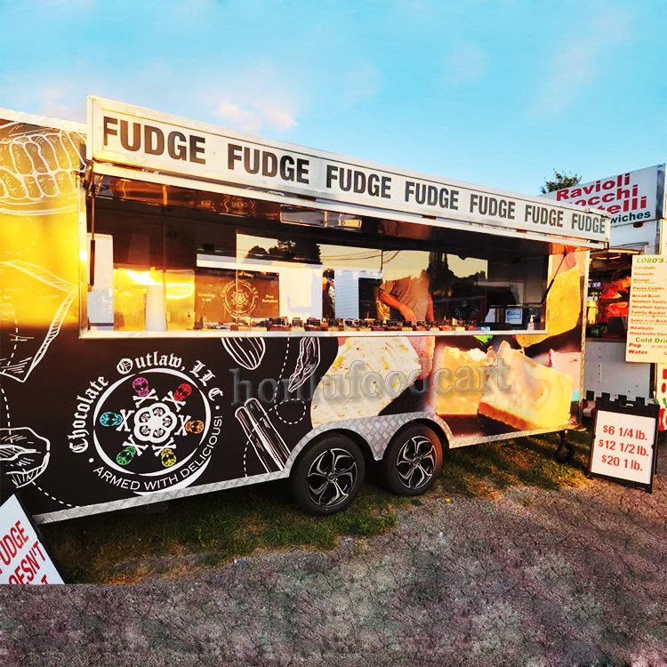 Mobile Food Cart with Frozen Yogurt Machine Food Truck with Kitchen Inside Deep Fryer Food Trailer