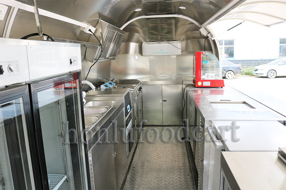 Biaxial Food Cart Trailer Mobile Food Truck Hot Dog Ice Cream Traction Kart Oil Brake For Sale