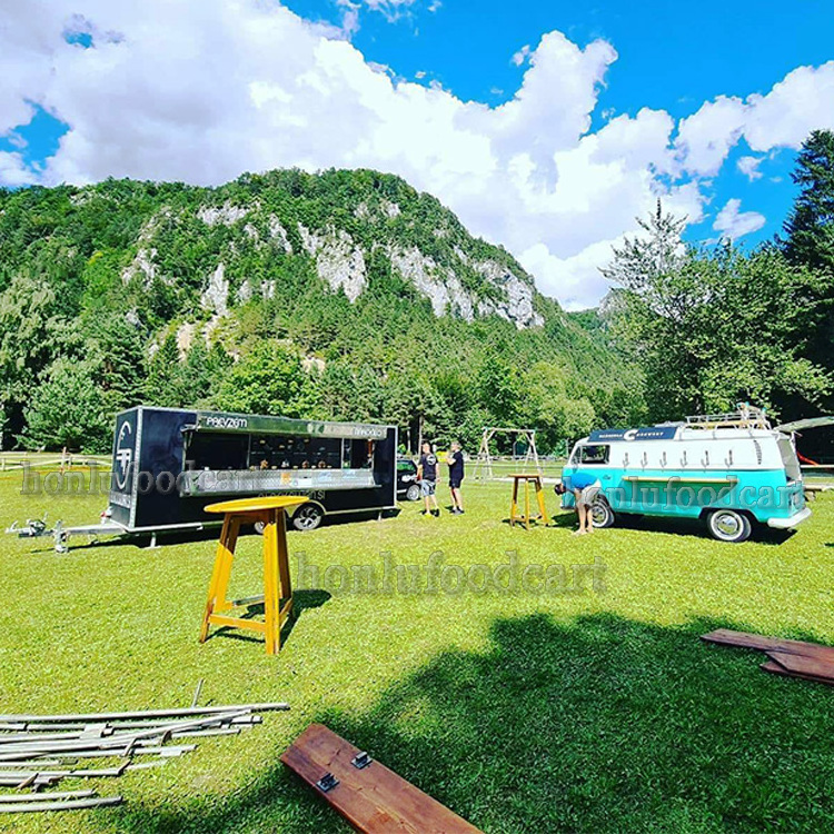 Mobile Food Cart with Frozen Yogurt Machine Food Truck with Kitchen Inside Deep Fryer Food Trailer