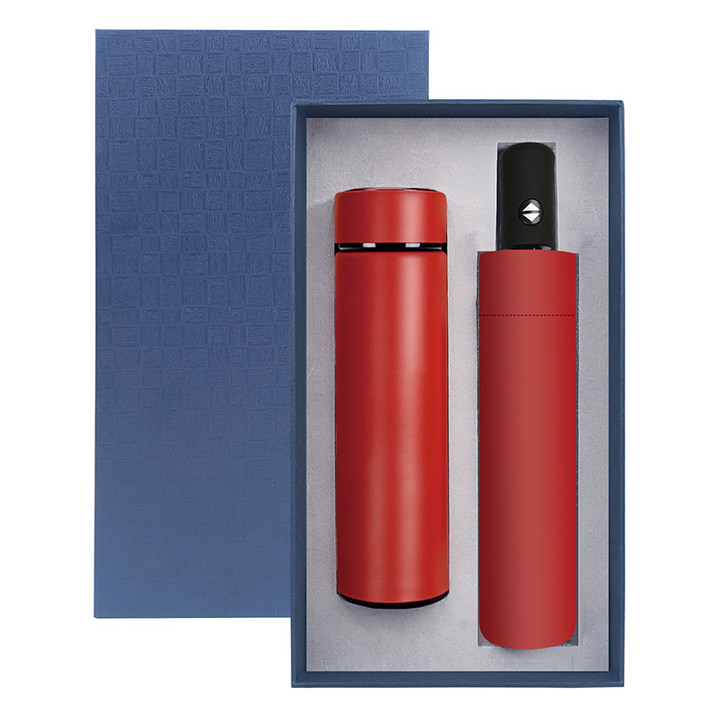 Vacuum Flask Gift Set LED Temperature Display Stainless Steel Business Thermos Smart Water Bottle And Umbrella Set With Gift Box