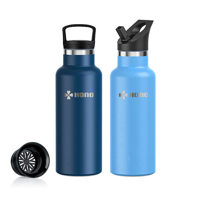 Sports Water Bottle - 24 oz 18 oz Leak Proof Iron Durable Canteen Double Walled Stainless Steel Gym Vacuum Thermos Bottles Flask