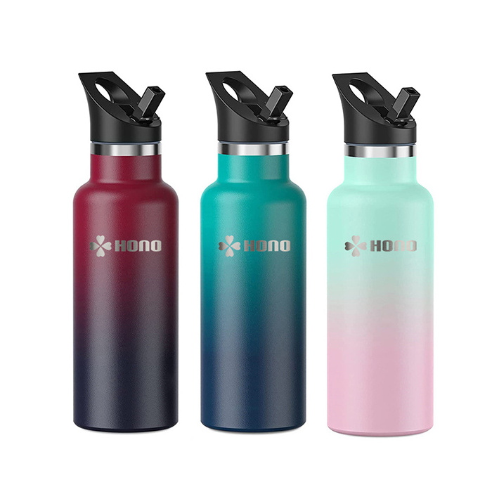 Sports Water Bottle - 24 oz 18 oz Leak Proof Iron Durable Canteen Double Walled Stainless Steel Gym Vacuum Thermos Bottles Flask