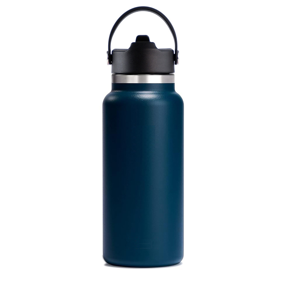 40 oz Large Hydro Sports Insulated Vacuum Flask Custom Stainless Steel 32 oz Thermos Wide Mouth Metal Gym Bottle with Straw Lid