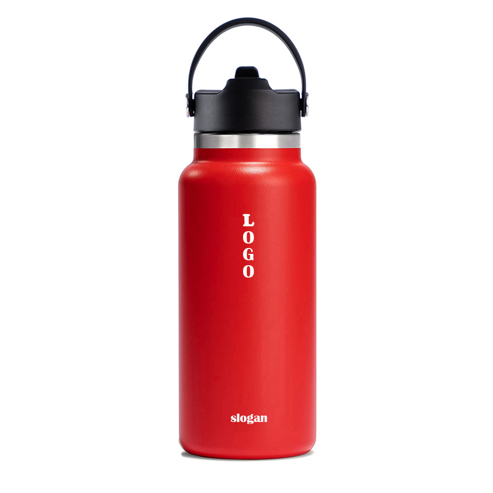 40 oz Large Hydro Sports Insulated Vacuum Flask Custom Stainless Steel 32 oz Thermos Wide Mouth Metal Gym Bottle with Straw Lid