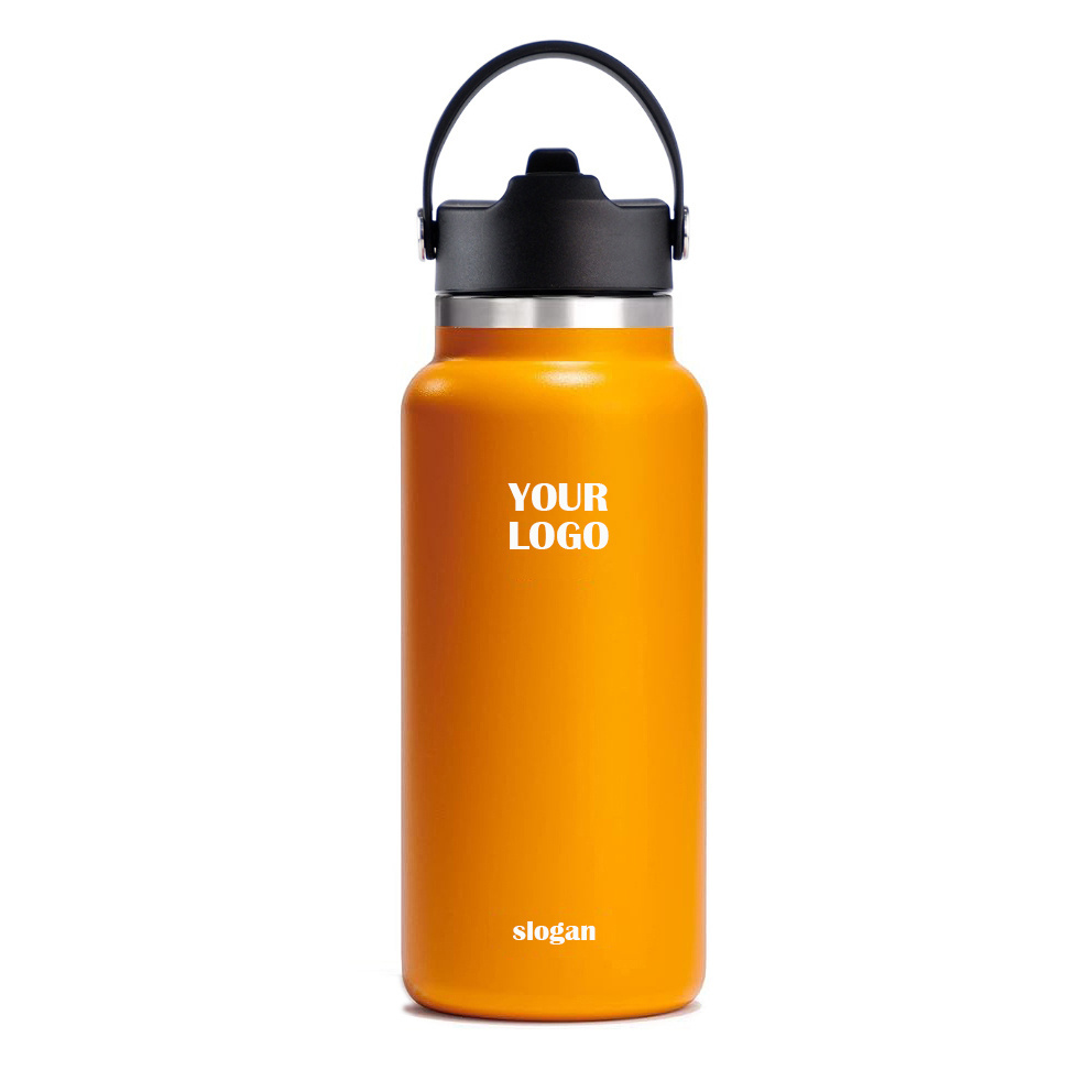 40 oz Large Hydro Sports Insulated Vacuum Flask Custom Stainless Steel 32 oz Thermos Wide Mouth Metal Gym Bottle with Straw Lid