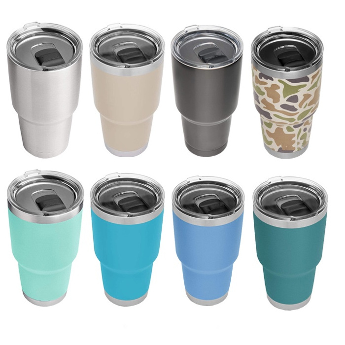 30oz 40oz vacuum insulated double wall coffee ice tumblers stainless steel cups with and straws