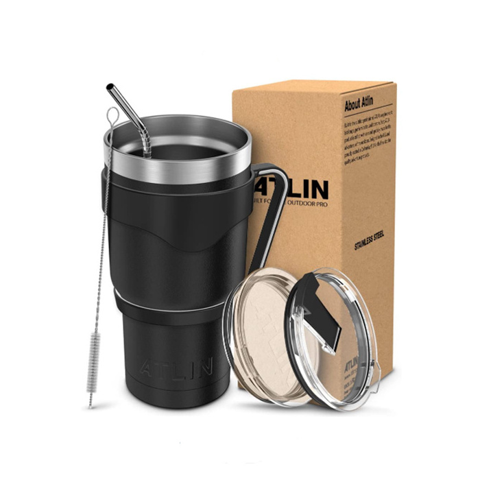 30oz 40oz vacuum insulated double wall coffee ice tumblers stainless steel cups with and straws