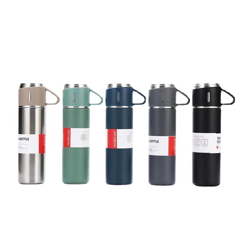 500ml custom reusable thermos bottle one cup with two lid gift tea mugs 304 stainless steel Mr and Mrs coffee mugs cups gift set