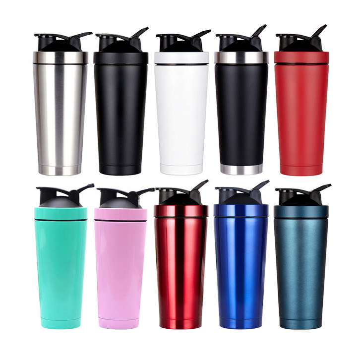 25oz Metal stainless steel thermal milk shaking bottle protein shaker with leak-proof lid water cocktail cooler jug