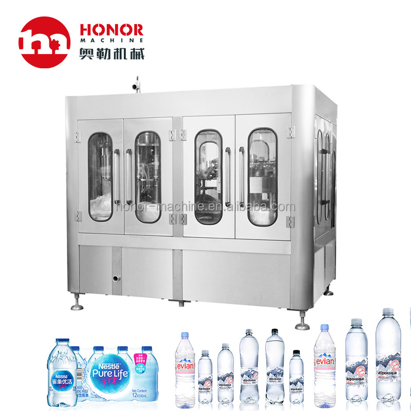 Automatic 3 in 1 Pure Drinking Production Bottling Line Filling Bottle Water Making Machine