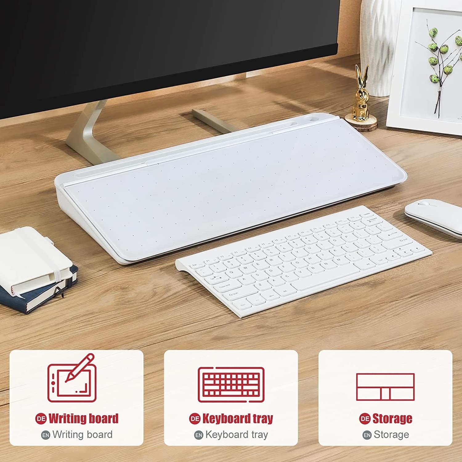 TWINCO Whiteboard keyboard stand platform small white board small glass whiteboard with shelf for the desk whiteboard