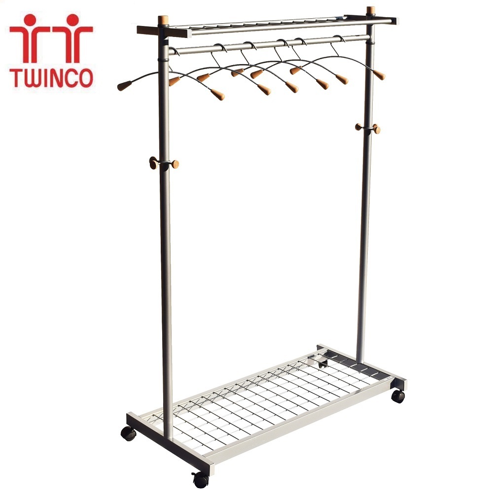 TWINCO Bedroom modern simple clothes rack outside portable clothes rack standing silver coat rack