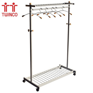 TWINCO Bedroom modern simple clothes rack outside portable clothes rack standing silver coat rack