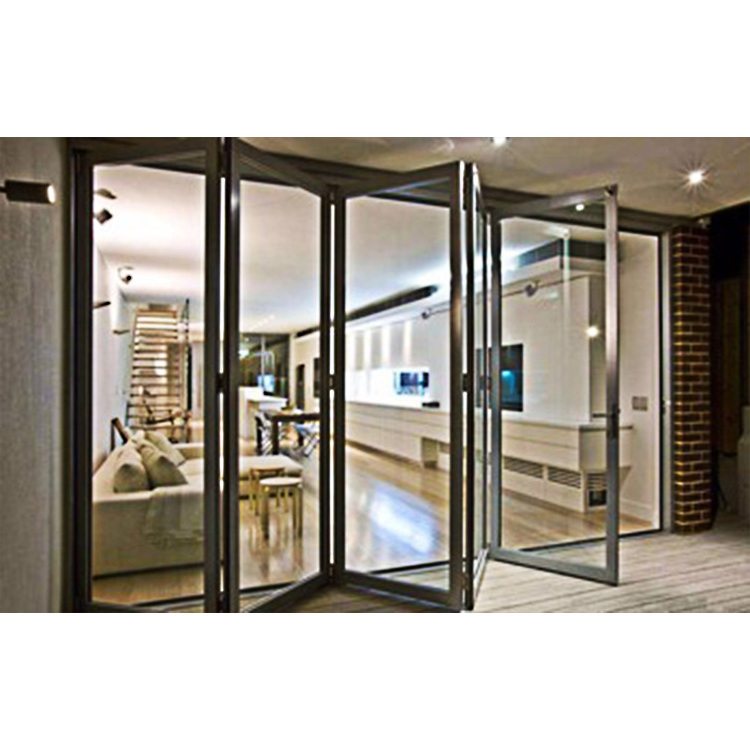 Exterior Customized Size Insulated Glass Aluminum Alloy Bifold Doors folding doors