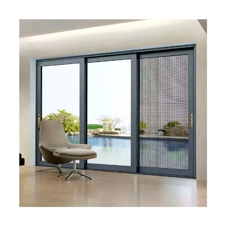 aluminum windows double tempered glazed aluminum sliding window with mosquito net