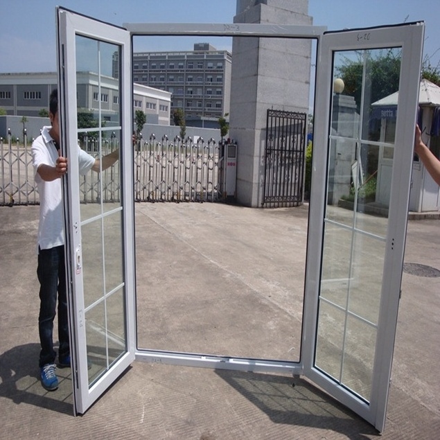 factory design PVC casement glass doors upvc French door