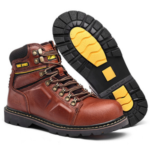 Factory wholesale labor protection steel head anti smashing shoes cowhide Martin outdoor work shoes