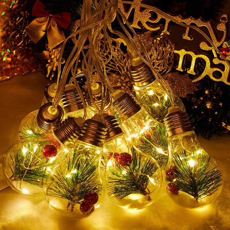 New Model Customized  Christmas Decoration Light 10 Led Solar Festoon Light Copper Wire Edison Bulb Fairy String Lights