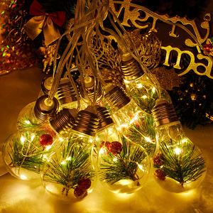 New Model Customized  Christmas Decoration Light 10 Led Solar Festoon Light Copper Wire Edison Bulb Fairy String Lights