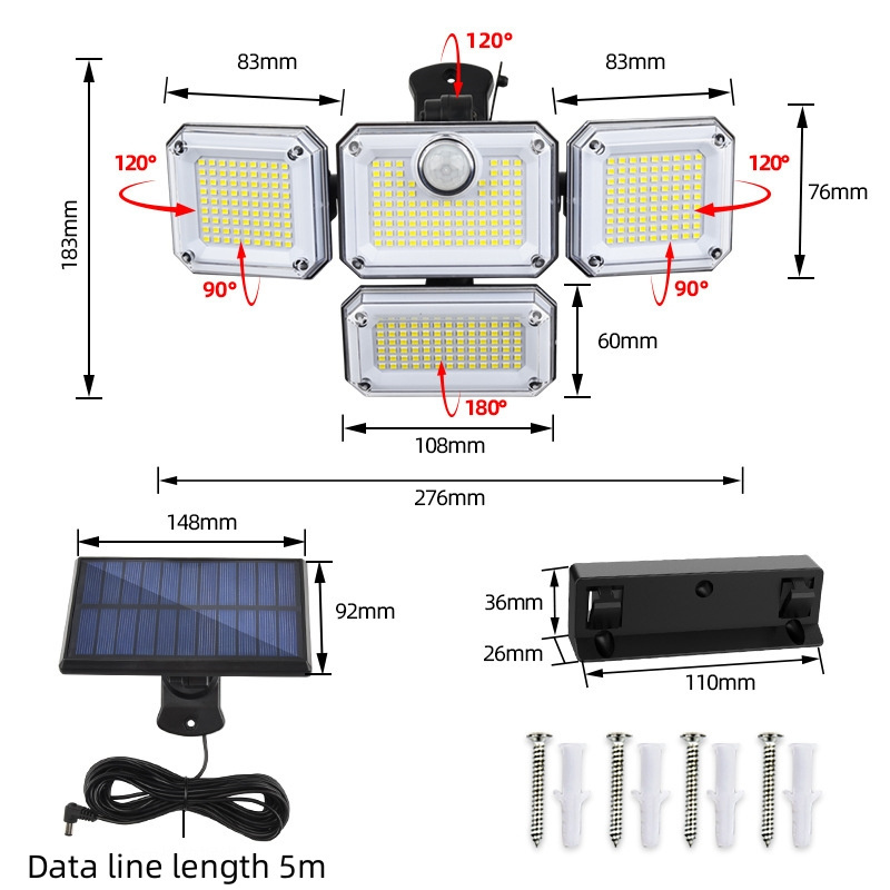 New solar wall lamp outdoor waterproof garden light human body induction led garage lighting small street lamp