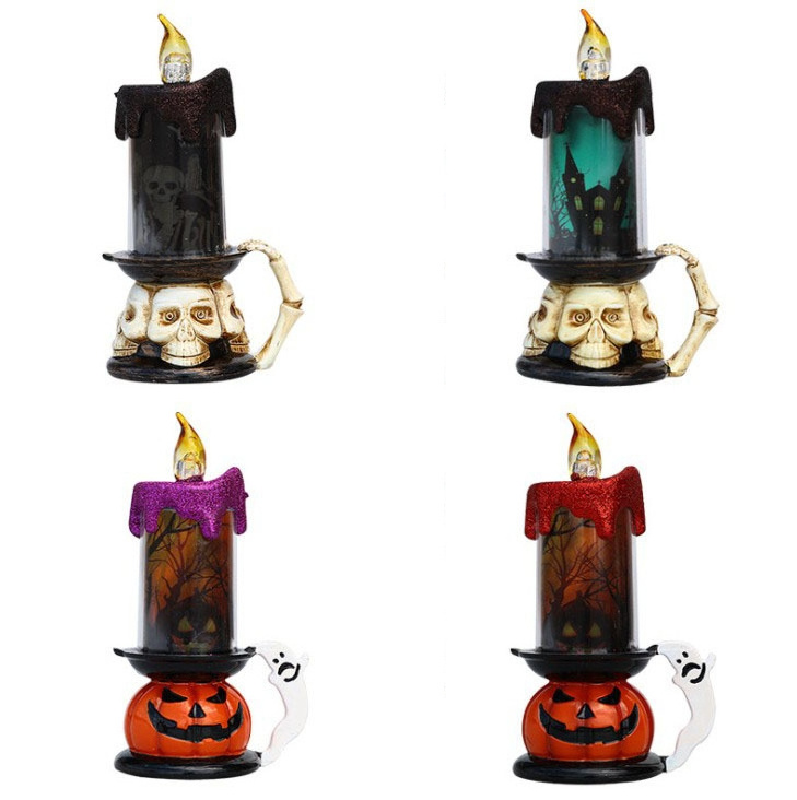 Halloween Decoration Props Skull Pumpkin Candle Lights LED Luminous candles Halloween decorations