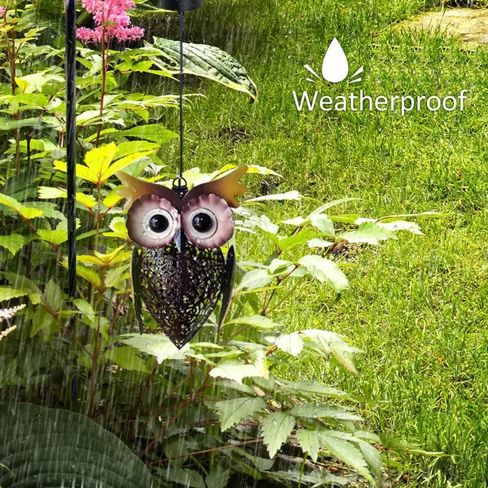 Solar Power Metal Owl Lamp LED Waterproof Hollow Lawn Lights Hanging Lamp Home Yard Gardening Decoration Garden Iron Art Light