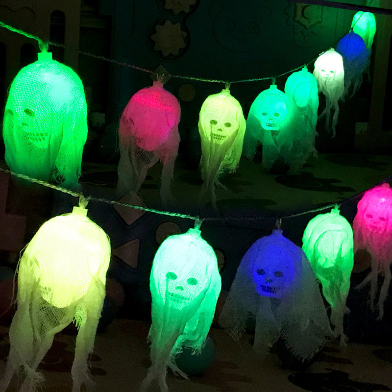 Gauze Skull Hanging Lights String Ghost Decorative Light Battery Operated Halloween 10LED Lighting and Circuitry Design