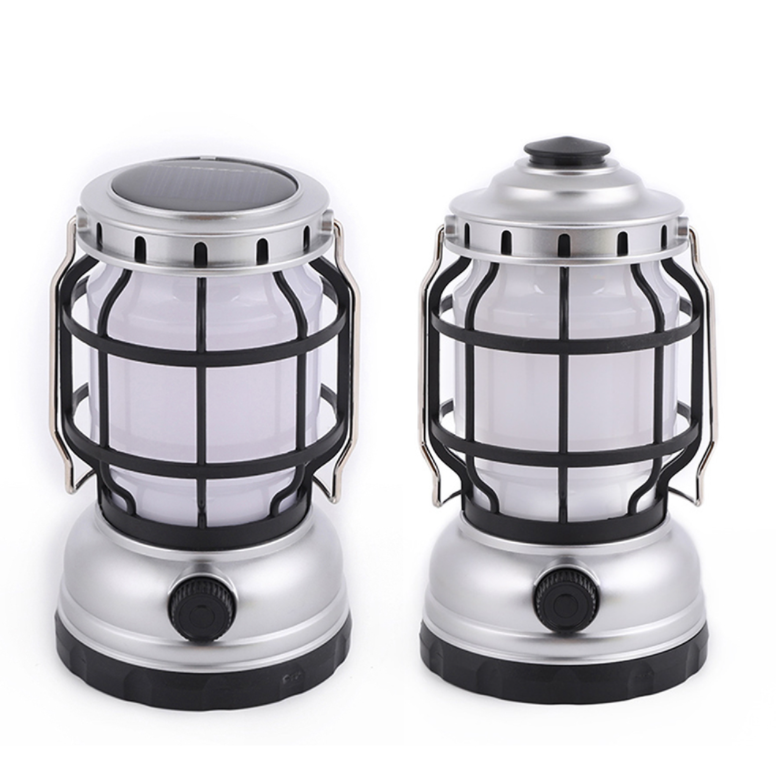 Solar Camping Lantern Outdoor Waterproof Rechargeable Lantern Led Hang Lights For Camping Flickering Flame Light