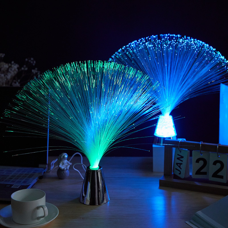 USB Rechargeable  Battery Operated Color Changing Party Crystal Fiber Optic Lights Led Optical Fiber Fountain Night Lamp