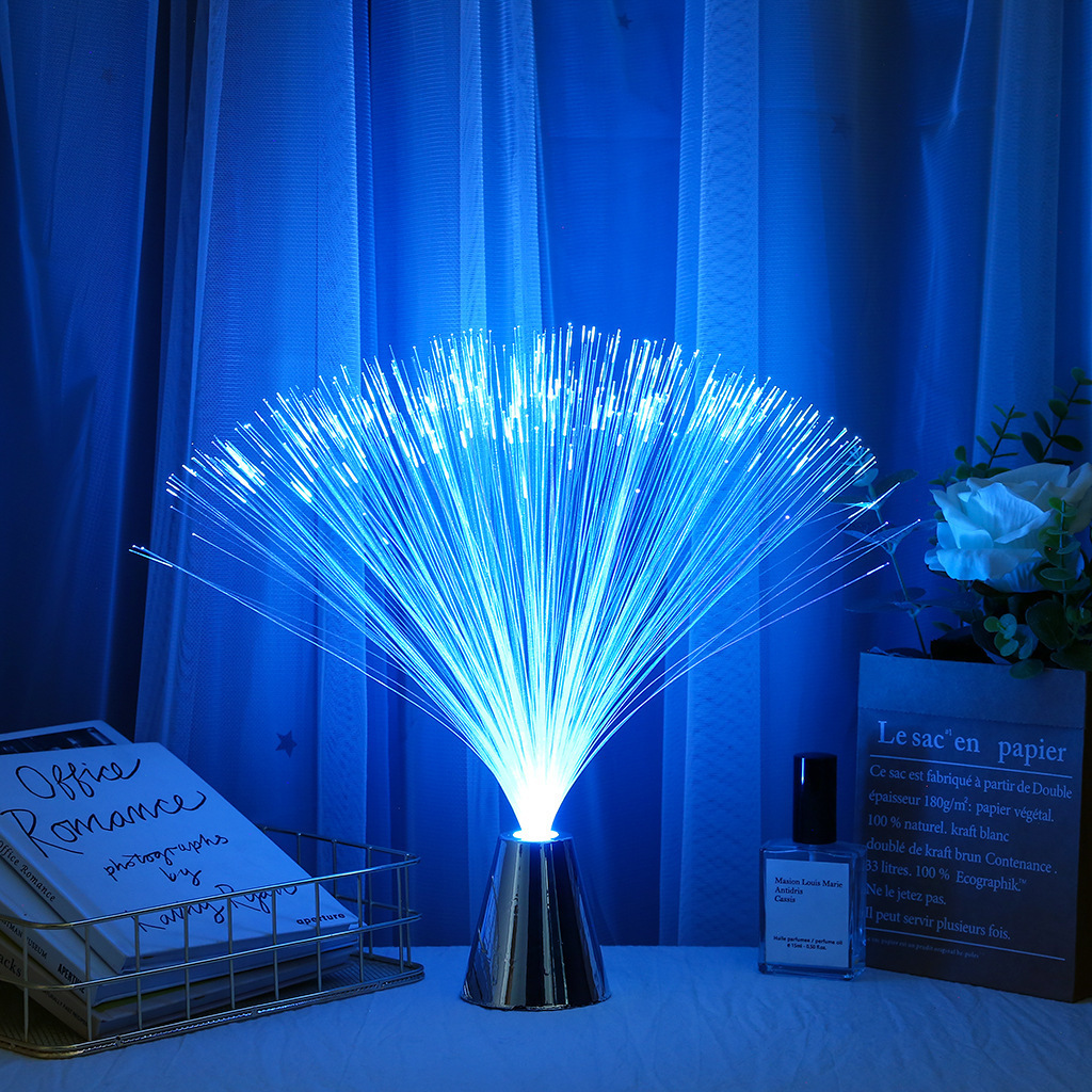 USB Rechargeable  Battery Operated Color Changing Party Crystal Fiber Optic Lights Led Optical Fiber Fountain Night Lamp