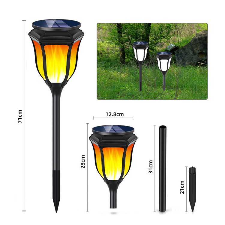 Waterproof Outdoor Decoration Flickering Flame Light 96 Led Torches Solar Torch Light For Garden Pathway