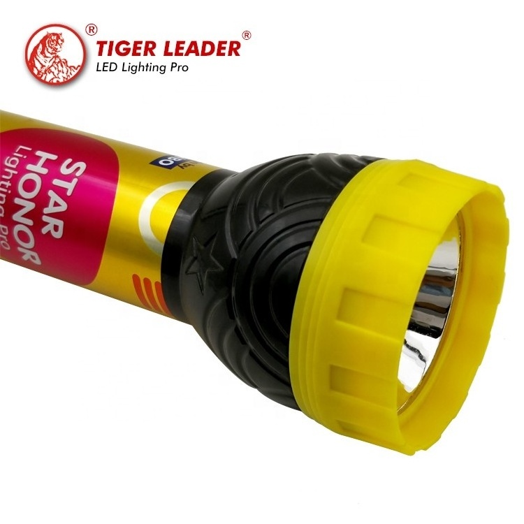 Tiger leader bicycle large big head dry battery multicolor camping plastic oem led light torch flashlight