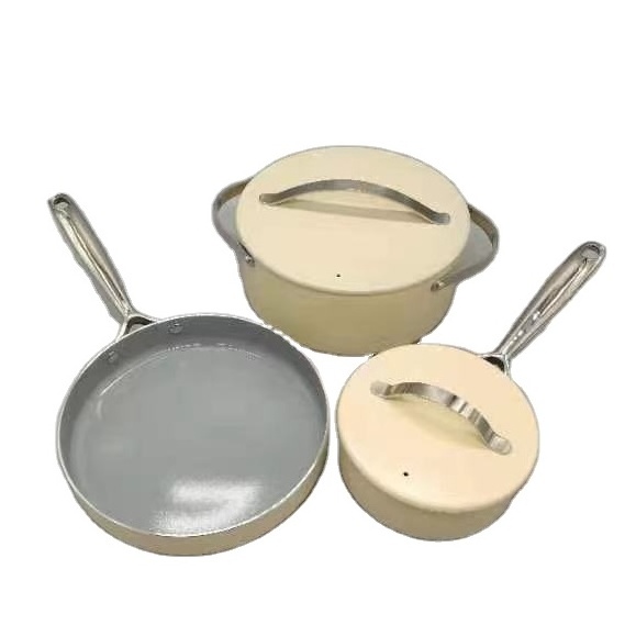 Nonstick Ceramic Cookware Set Pots, Pans, Lids  Non Toxic, PTFE & PFOA Free - Oven Safe & Compatible with All Stovetops