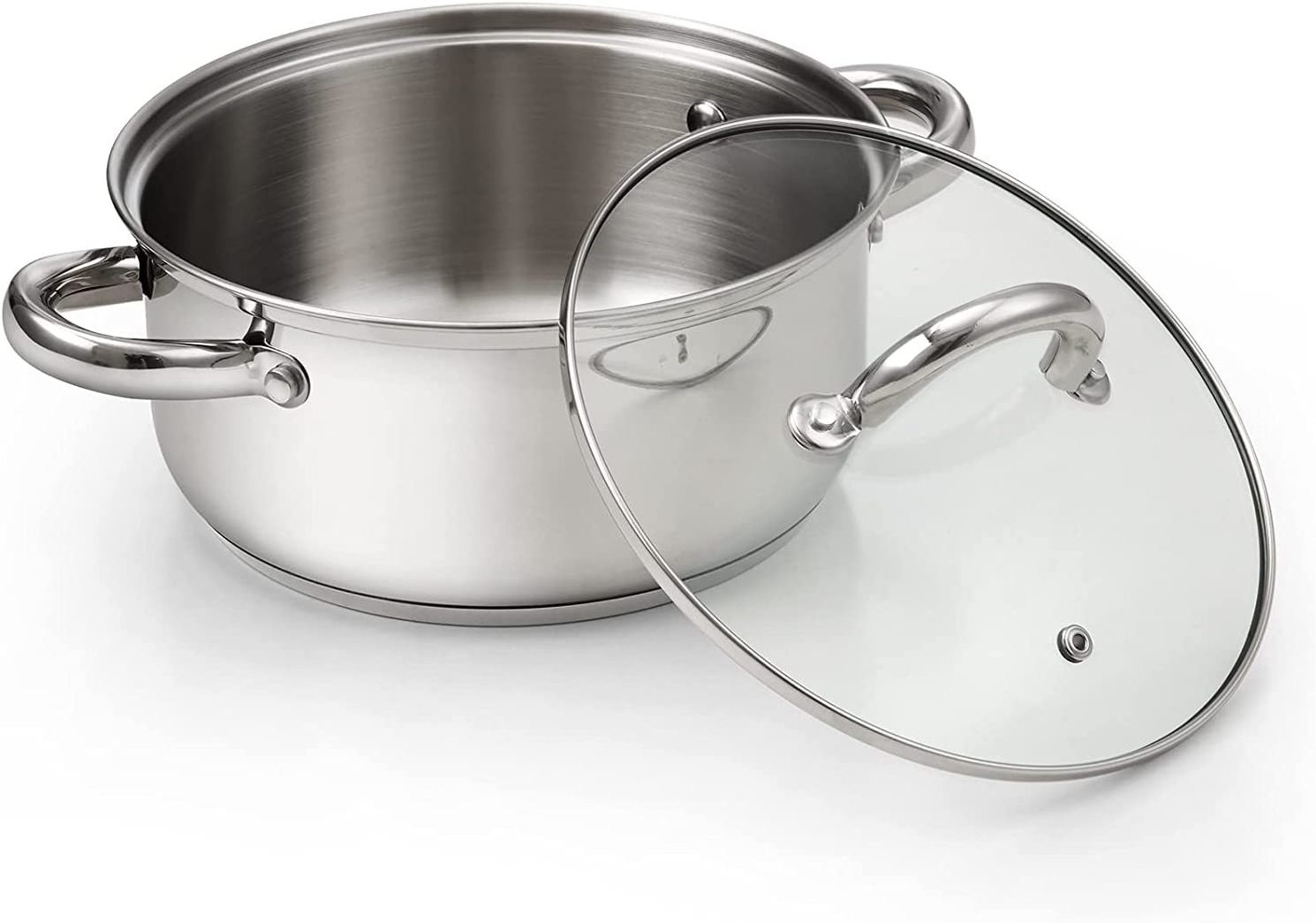 Tri-Ply Stainless Steel 8-Inch Fry Pan with Lid, Extra Strong Cookware, 3-layer Bottom, Even Heat Distribution, Ergonomic