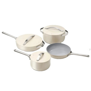 Bright Houseware Non-stick ceramic cookware set with Aluminum Lid Stainless Steel Handle Kitchen Casserole Frypan