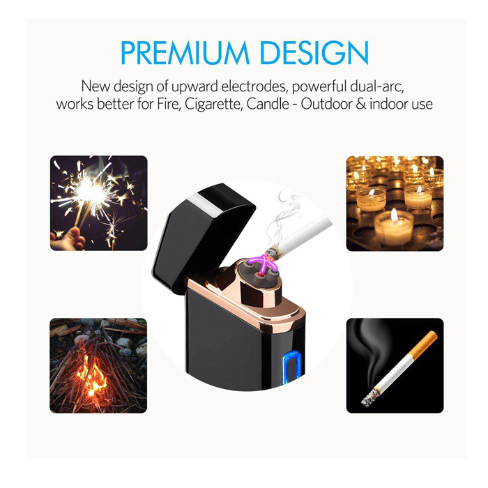 Cigarette Lighter Double Arc Electric Lighter USB Rechargeable Lighter with Company Logo Electronic Customized Oem Logo 250 Mah