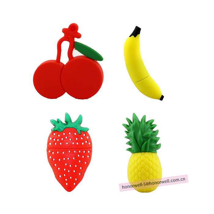 Custom PVC Fruit Shape  usb Flash Drive 2gb 4gb 8gb Gift USB Stick 16gb  For Promotion Giveaways