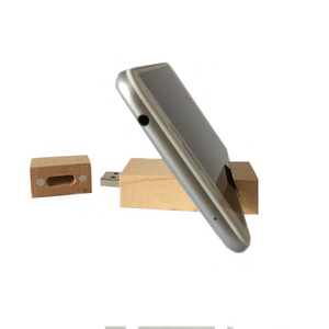 wood pendrive usb flash drive 2gb 4gb 8gb 16gb 32gb 64gb usb stick with Mobile phone bracket