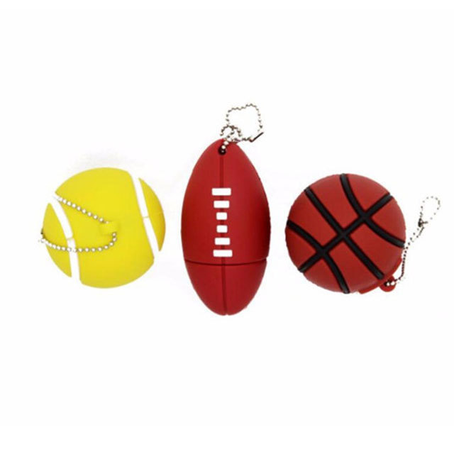 Cartoon Baseball USB Flash Drive 3D Basketball 2GB 4GB 8GB 16GB Memory Stick Tennis Pen Drive 3.0  32GB 64GB PVC New Stock