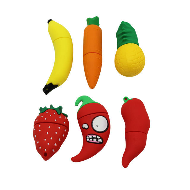 Creative Cartoon USB Flash Drive 2.0/3.0 1GB 64GB Capacity Pineapple Pepper Carrot Strawberry Design Built-in 32GB Memory Stick