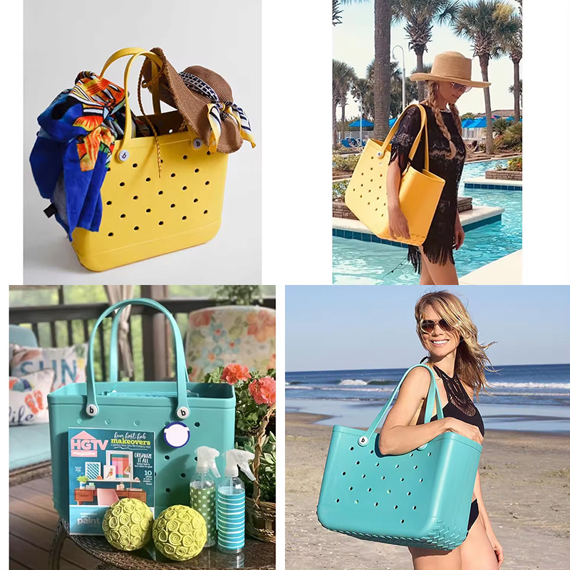 Women Wholesale Beach Waterproof Tote Bogg Bags Custom Summer Rubber Totes Large Fashion Eva Silicone Bag With Holes Nursing