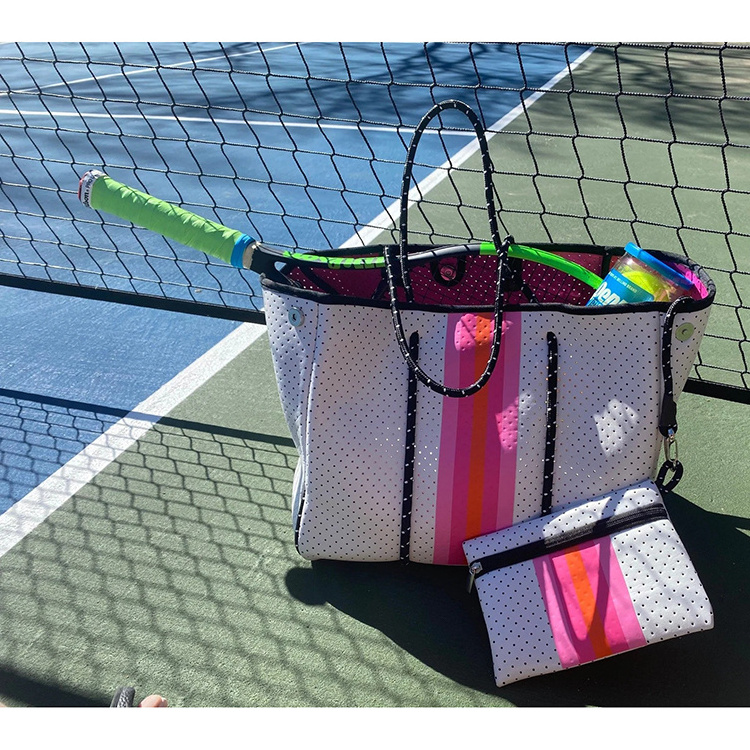 Wholesale Neoprene Tennis bag Diving Material Perforated Beach Bag Golf weekender women handbags neoprene tote bag