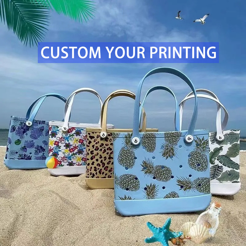 Kids Summer Eva Bogg Bag Silicone Beach Bady Tote bags jelly handbags Crock fashion Rubber Nursing Bags Wholesale Eva Holder