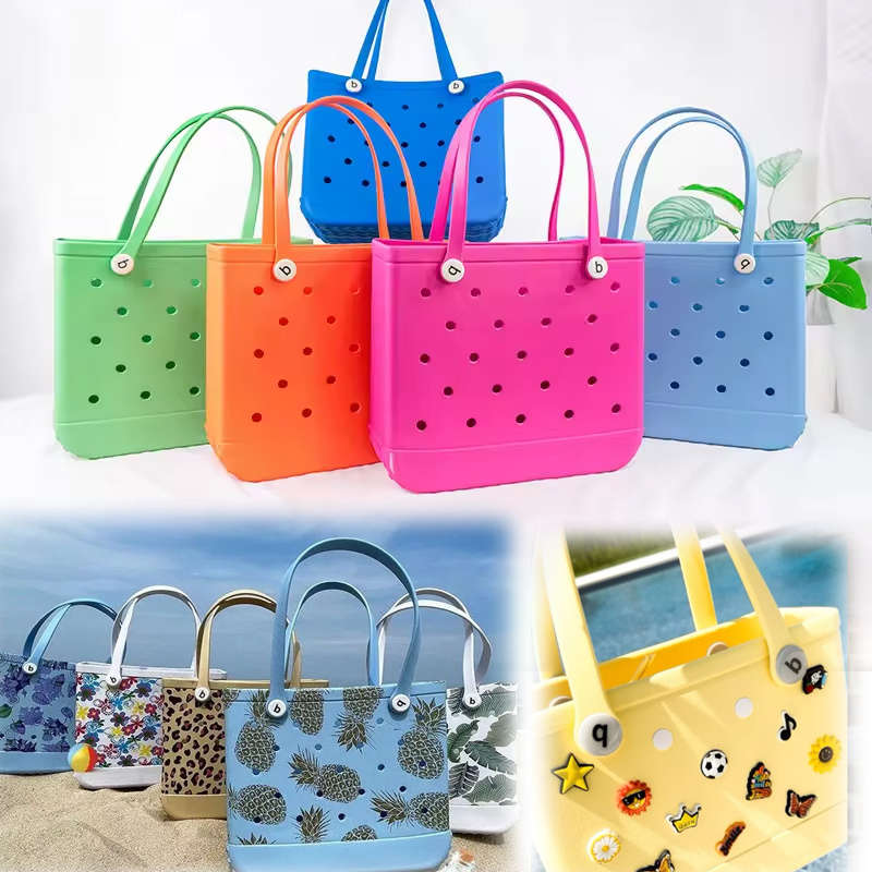 Sand Waterproof Woman EVA Rubber Tote Large Shopping Basket Bags Women Purse Jelly Lady Handbags Beach Silicone Bogg Bag Nursing