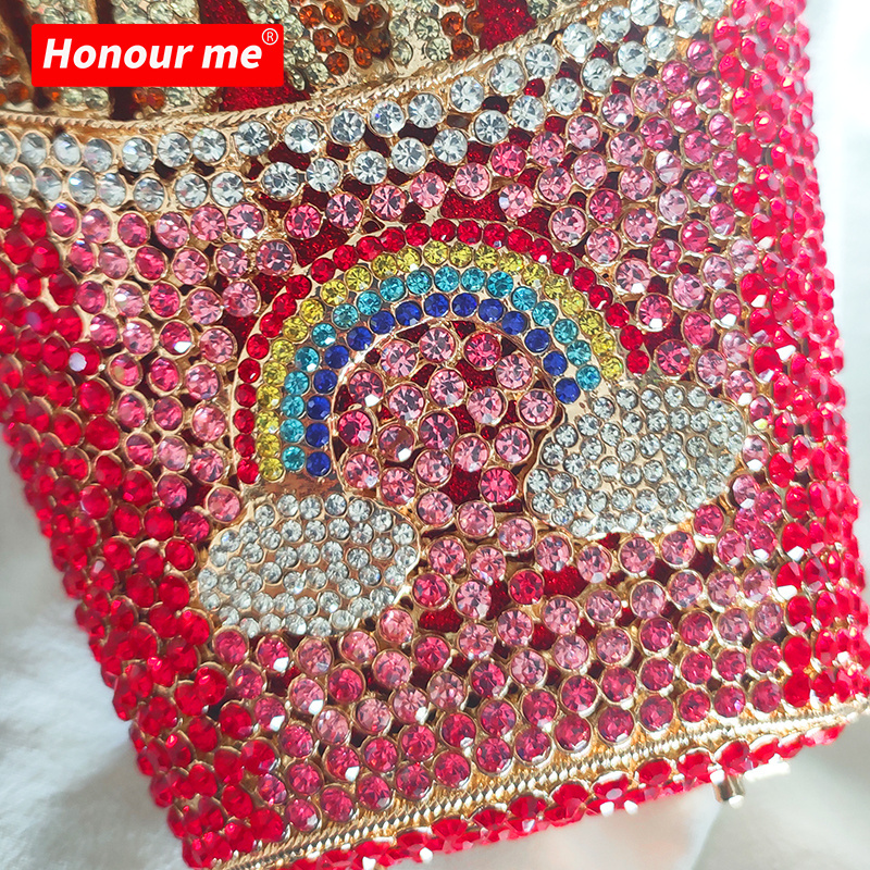 Luxury Evening Clutch High Quality Dinner Bag Crystal French Fries Clutch Diamond Crossbody Bag Rhinestone Purse