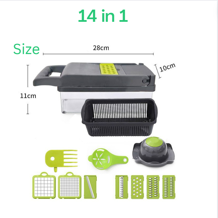 Hot 14 in 1 Hand Multifunctional Fullstar Veggie Onion Cutter Fruits Slicer Potato Peeler Manual Vegetable Chopper