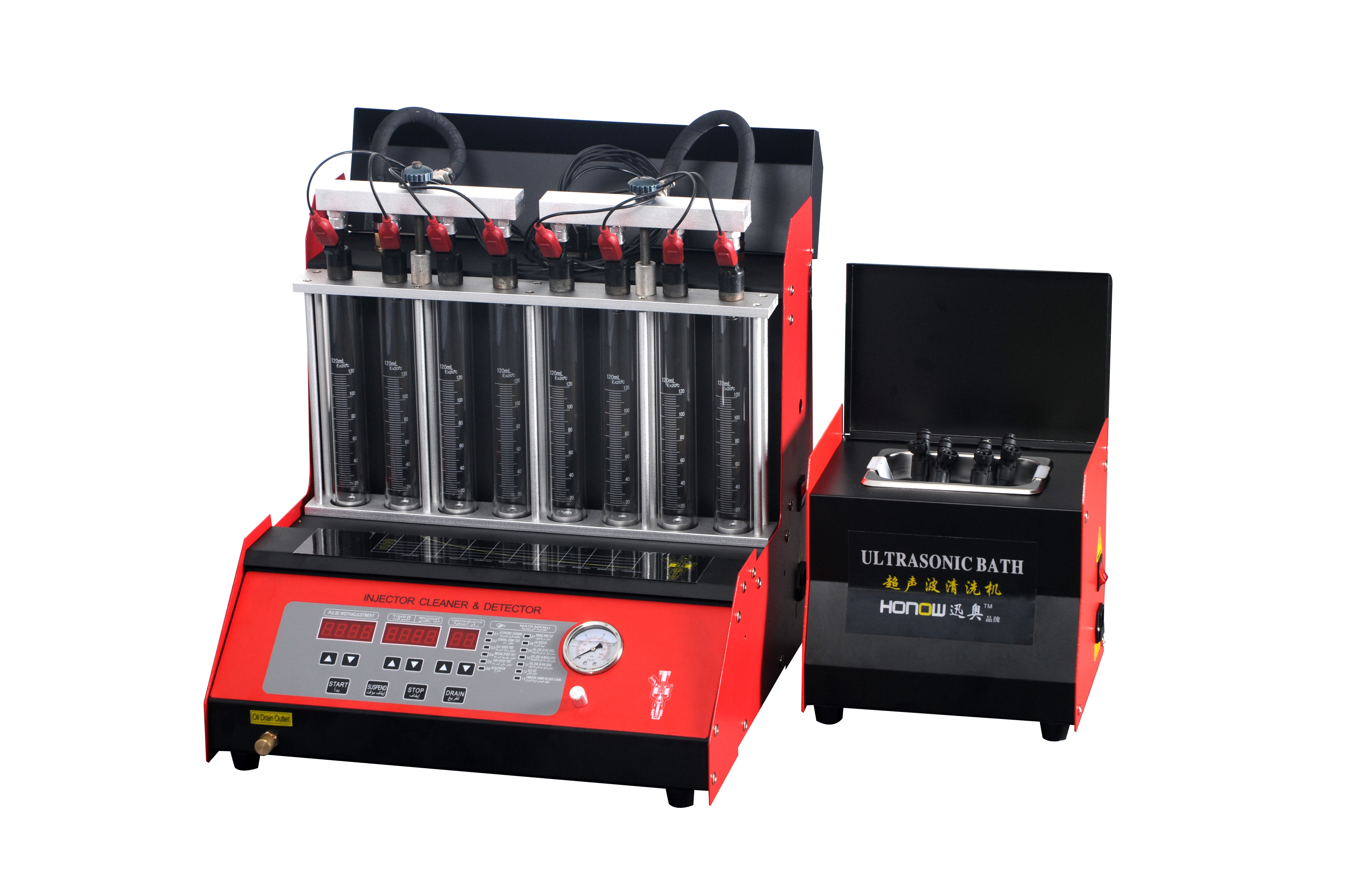 Automatic 8 Cylinder Fuel Injector Analyzer and Cleaner, Gasoline Injection Test and Ultrasonic Clean Machine